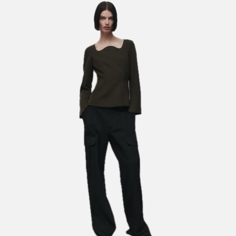 ZARA Viscose blend green top